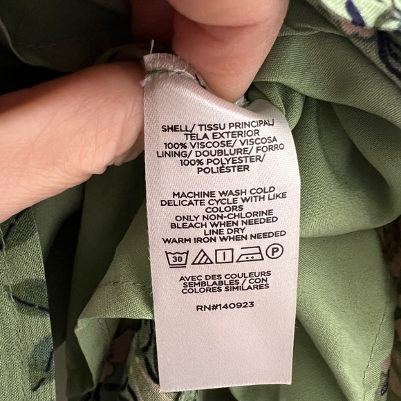 Loft Green and Pink Floral Tiled Vine Godet Dress, NWOT, Size L - Picture 7 of 8